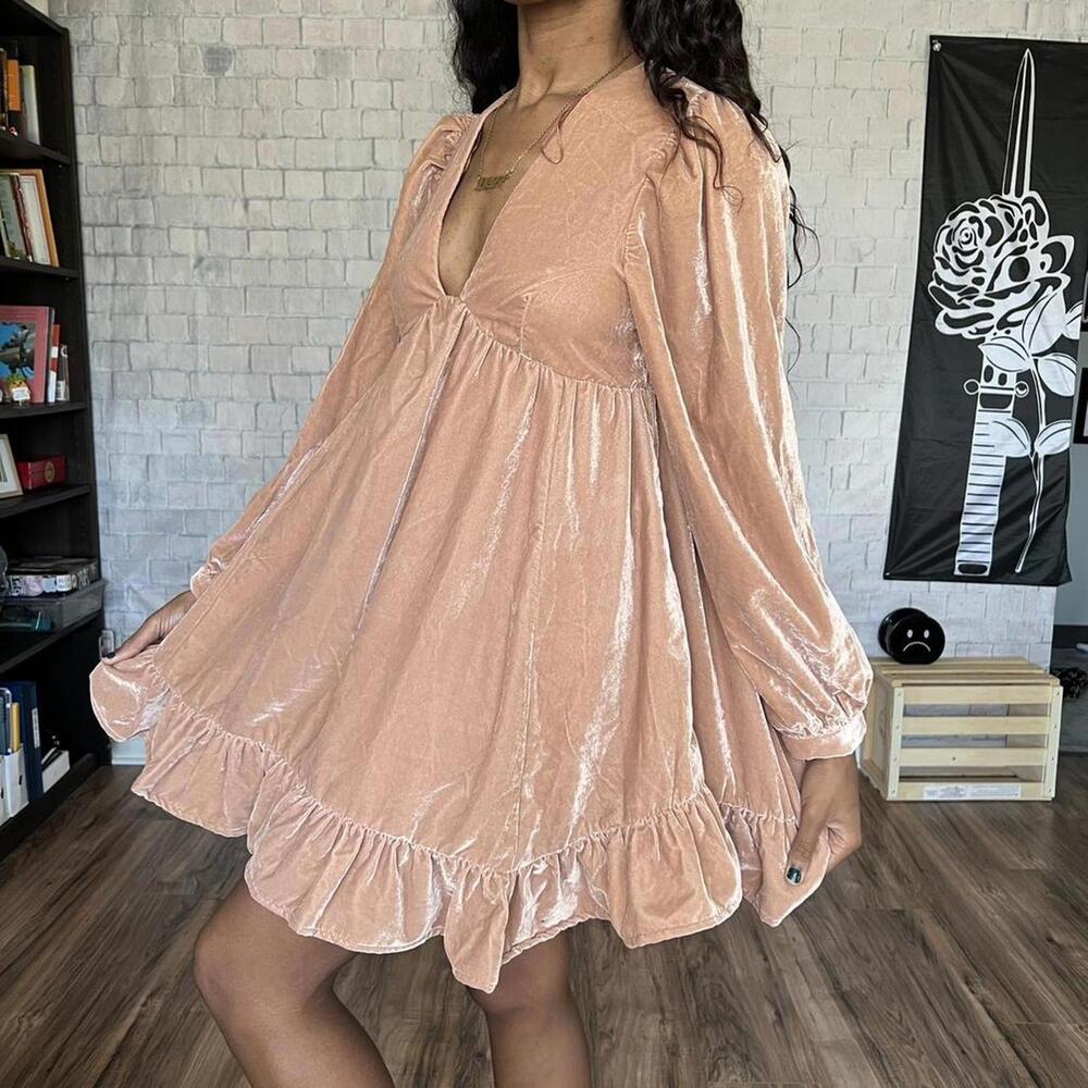Free People Velvet Baby Doll Dress